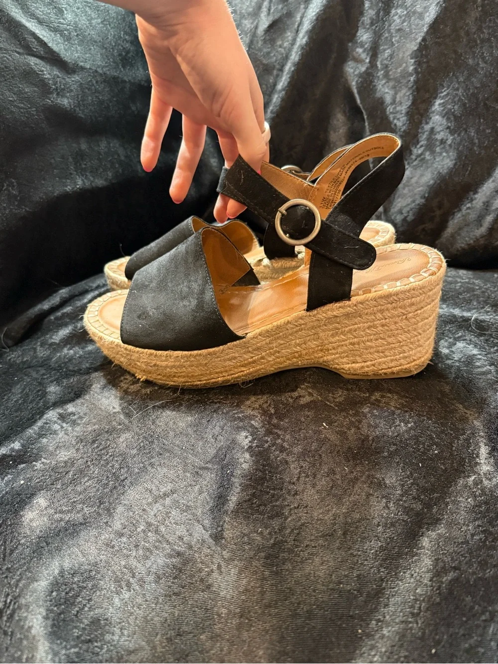 Universal Thread Black Espadrille Platform Wedge Sandals